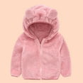 Baby Girl Boy Winter Coats Solid Color Plush Cute Bear Ears Hooded