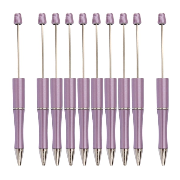10 bolígrafos con cuentas, bolígrafos de tinta negra, bolígrafos de escritura novedosos para bricolaje violetas