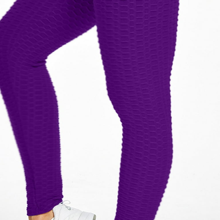 YWDJ Compression Leggings for Women Bubble Hip Lifting Exercise Fitness  Running High Waist Yoga PantsPurpleXXL