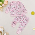 thumbnail image 5 of TOWED22 Toddler Girl Fall Winter Outfits Ruffle Sweatshirt and Flare Pants Clothes Set Baby Girls Long Sleeve Sweatsuits,Pink,6-12 M, 5 of 9