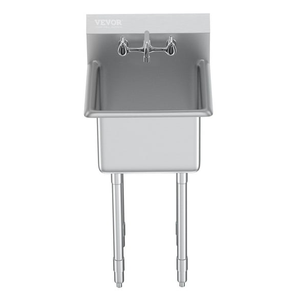 18"x41" Stainless Steel Utility Sink - NSF Certified Commercial Single Bowl with Faucet & Adjustable Legs, Free Standing Prep Sink for Kitchen, Laundry, Garage, Restaurant (1 Compartment)