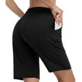 thumbnail image 3 of Charmo Women Bermuda Shorts with Pockets Athletic Knee Length Workout Biker Shorts, 3 of 7