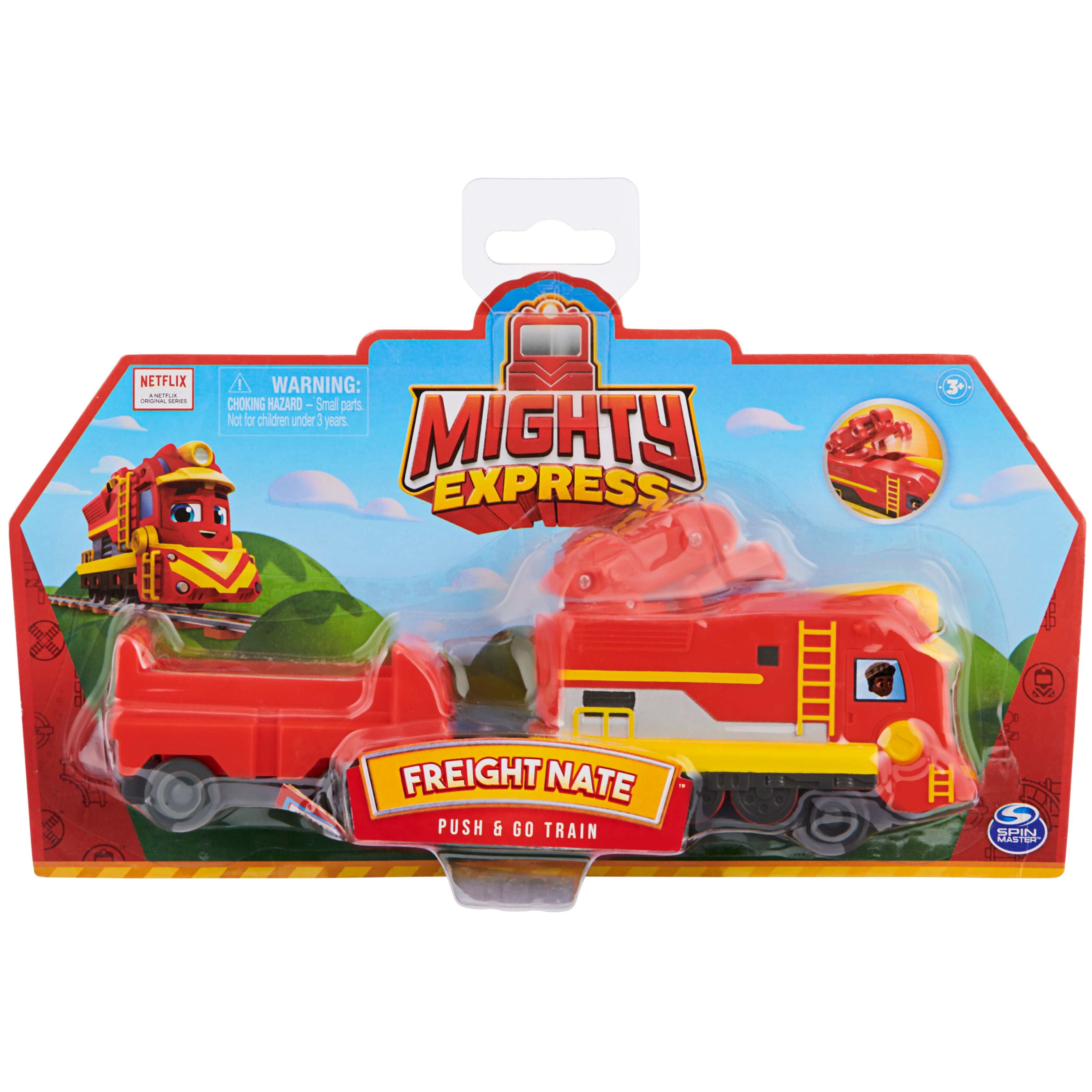 Mighty Express, Freight Nate Push and Go Toy Train with Cargo Car 