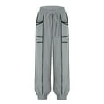thumbnail image 5 of ManxiVoo Women Casual Wide Leg Pants with Pockets Soft Lounge Drawstring Trousers for Daily Use XXL Size Grey, 5 of 6