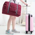 thumbnail image 3 of Fashion Foldable Waterproof High Quality Large Capacity Storage Bag Handbags Travel Bags Luggage Bag WINE RED, 3 of 8