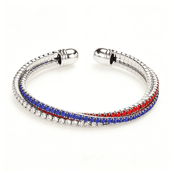 DESIGNICE American Flag Usa Bracelet for Women Cuff Bracelet Red Blue White Crystal Rhinestone Bangle Patriotic Jewelry 4Th of July Independence Day Gift