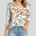 thumbnail image 2 of Godom Womens Tops Casual 3/4 Sleeve Shirts Crew Neck Loose Casual Blouses Floral Print Tshirts, 2 of 5