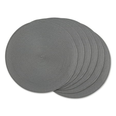 

GRAY ROUND PP WOVEN PLACEMAT SET/6