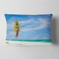 thumbnail image 2 of Designart Solitary Coconut Palm at Beach - Seashore Photo Throw Pillow - 12x20, 2 of 5