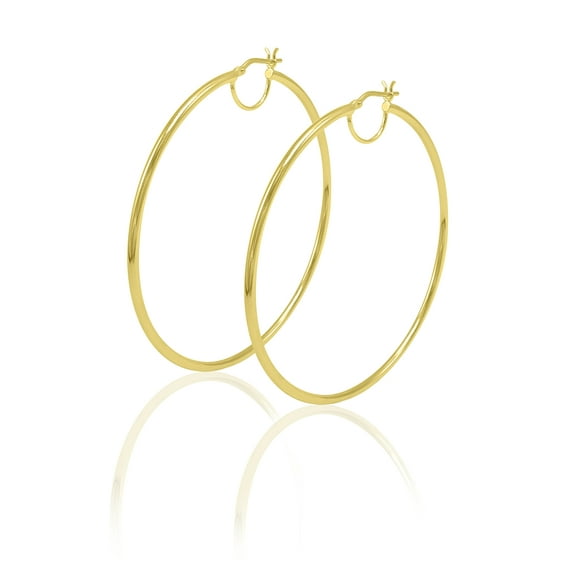 Brilliance Fine Jewelry Women's 14K Gold Plated Sterling Silver High Polished Large Round Tube Adults Earrings