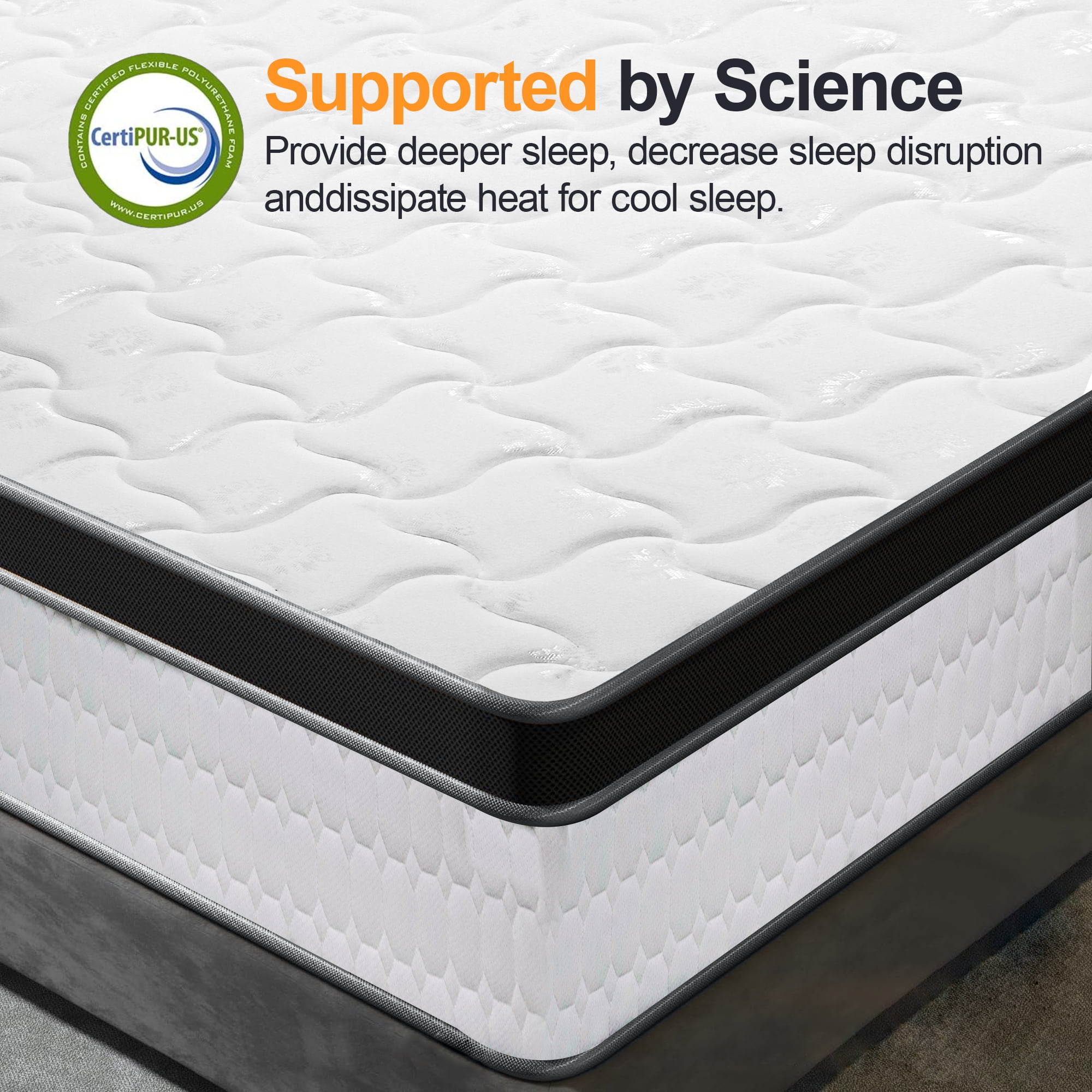 Full Mattress, 12 Inch Hybrid Memory Foam Mattress in a Box, Pressure Relief