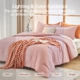 thumbnail image 5 of Sasttie Queen Comforter Set Rose Gold, 3 Piece Solid Bedding for All Seasons, Soft and Breathable Down Alternative Bed Set with 2 Pillowshams, 5 of 8