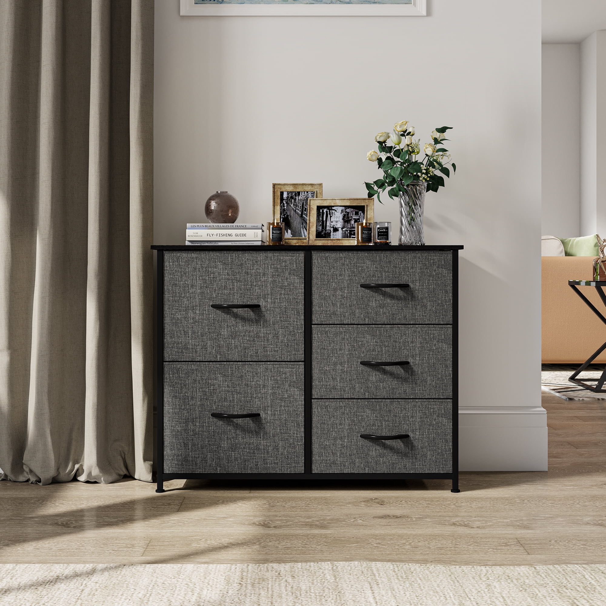 YINTATECH 5 Drawers Storage Tower , Fabric Dresser Organizer Unit for , Living Room, Closets