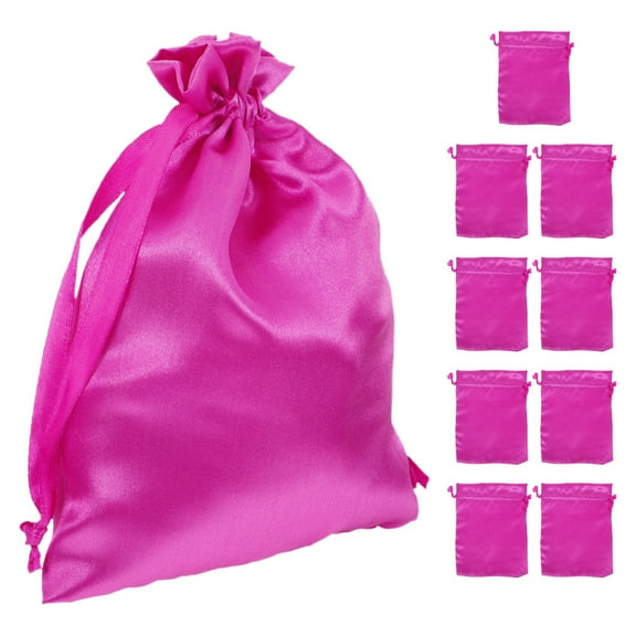 LEORX Hair Extension Storage Bag Rosy Satin 10Pcs