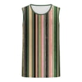 thumbnail image 4 of YUGYXL Mens Fashion Striped Print Tank Top Summer Sleeveless Round Neck Beach Tops Casual Loose Breathable Sport Tee Shirt Green L, 4 of 4