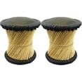 thumbnail image 1 of Natural Geo Moray Accent Stool (Set of 2) - Faux Leather Black, 1 of 1