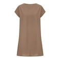 thumbnail image 6 of ZZwxWA Womens Dresses Short Sleeve Fashion Oversize Cap Sleeve High Waist Loose Summer Vacation Outdoor Pullover Cute Party Solid Mini Dress Crewneck Dresses Khaki XXXL, 6 of 7