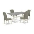 thumbnail image 6 of East West Furniture X-Style 5-piece Wood Dining Table and Chairs in Linen White, 6 of 10
