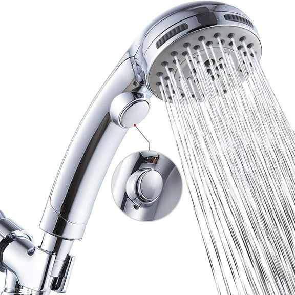 MTYIQS Ultimate Shower Experience: High-Pressure Handheld Shower Head with Water Stop Button, 5 Spray Modes & Extra-Long Stainless Steel Hose