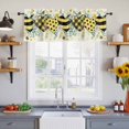 thumbnail image 3 of 2 Pack Bees Loves Valance for Window Vintage Country Yellow Bee Plaid Dot Love Floral Yellow Kitchen Valance Rod Pocket Short Curtain Topper Decorative Window Treatment for Living Room 42"x12", 3 of 9