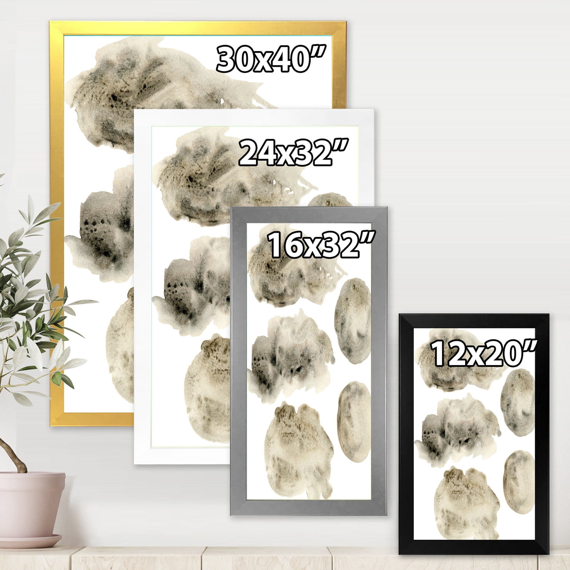 Designart 'Golden Beige and Grey Clouds II' Modern Framed Art Print