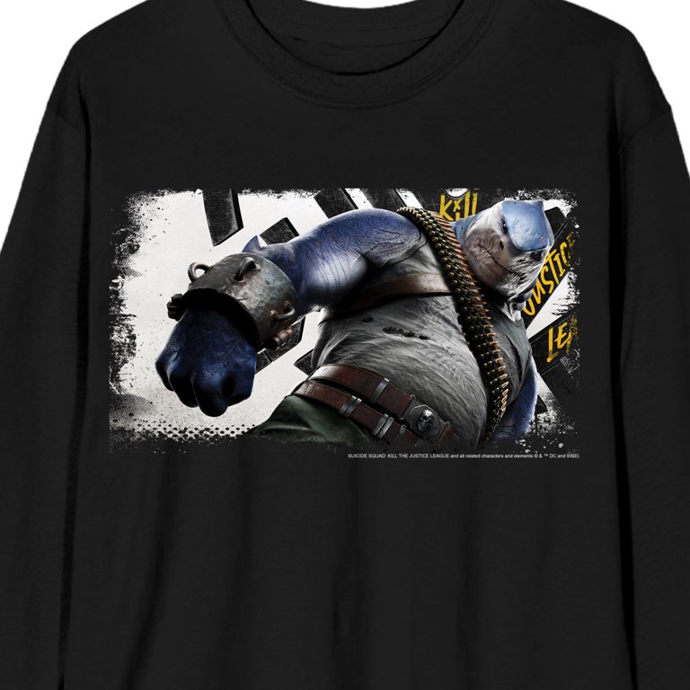 Suicide Squad: Kill the Justice League King Shark Men's Black Short Sleeve  Crew Neck Tee-Small