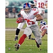 Tiki Barber New York Giants Unsigned White Jersey Running Photograph