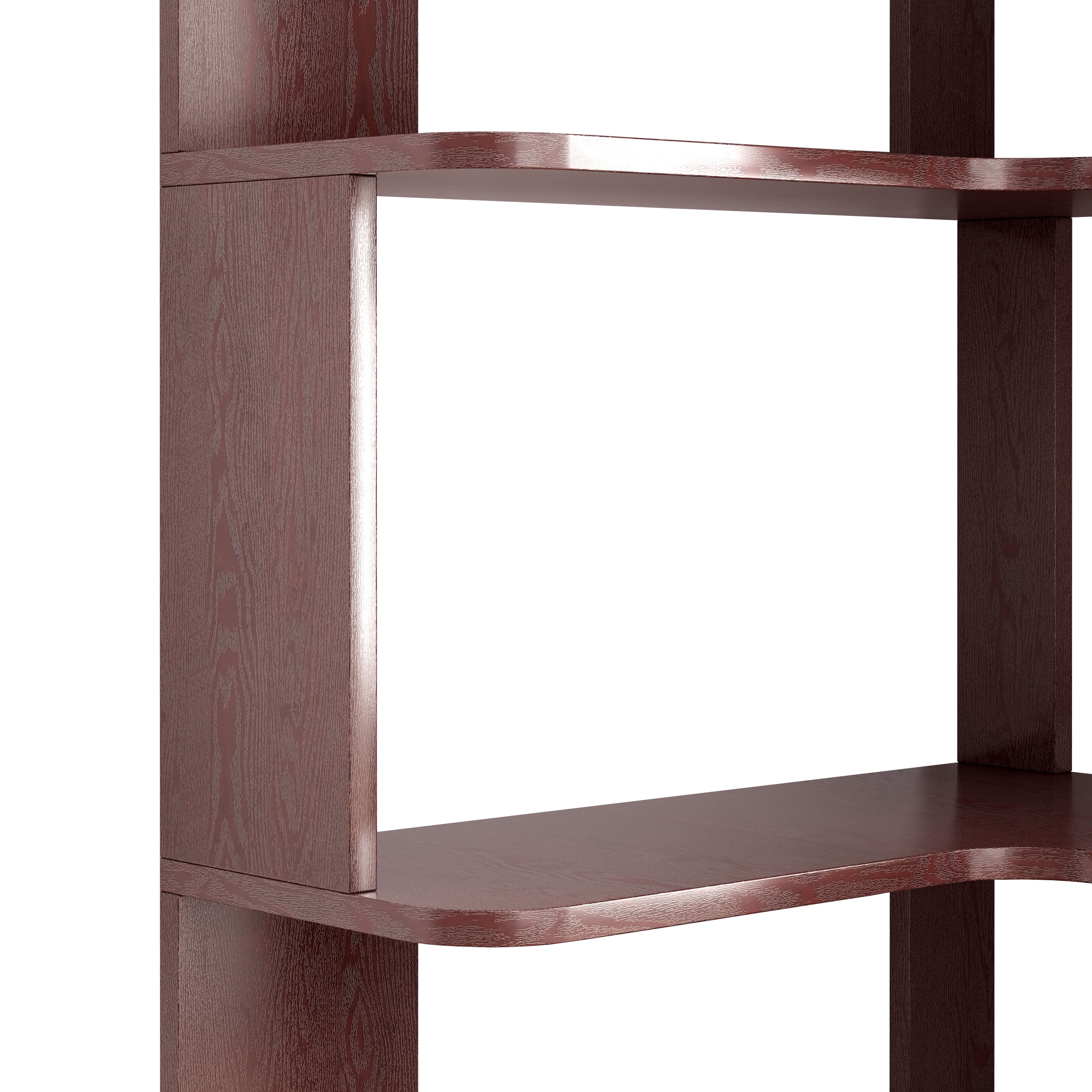 MAYEERTY 6 Tier L-Shaped Open Corner Bookshelf, Freestanding Wooden Bookcase with Anti-Fall Baffle & Anti-Tipping Device, for Living Room Bedroom Home Office Small Spaces