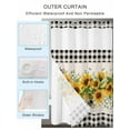 thumbnail image 2 of No Hook Cloth Fabric Shower Curtain with Snap in Liner, Sunflower Waterproof Shower Curtains Set with See Through Top Window, Summer Botanical Bee Rustic Black Plaid Bath Curtains Shower 36"x78", 2 of 6