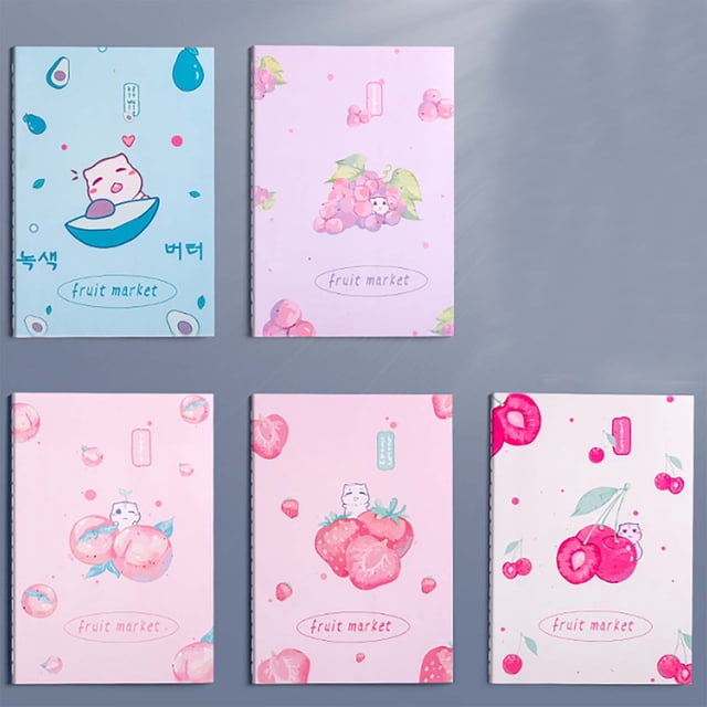 Tools Clearance Sale, Kababear Notebook Fruit Series 5 Pcs A5 Car Line Notebook 8 Inch X 5.5 Inch Cute Cover Notebook, 58 Books, By Meiiso