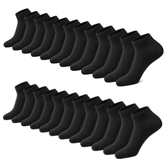 BENJM 12 Pairs Mens Plain Solid Cotton Sports Ankle Athletic Socks Low Cut Size 10-13(Black)