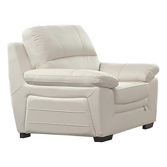 Benjara Gie 46" Sofa Chair- Ivory Tufted Italian Leather Upholstery- Cushioned