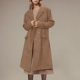thumbnail image 2 of Olyvenn Winter Long Blazer Coat for Women Double Breasted Lapel Long Sleeve Trench Coat Business Overcoat with Pocket Coffee XL, 2 of 8