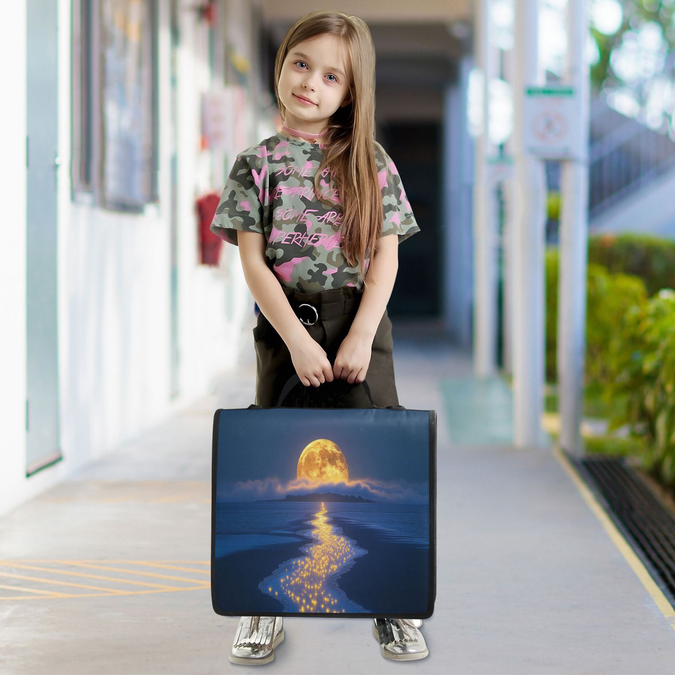 YAZAOO Zipper Binder trapper keeper Documents Organized Design Glowing Celestial over Ocean Printed