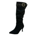 thumbnail image 2 of Viluyesy Womens Knee High Boots, Stiletto Heels Pointed Toe Wide Calf Suede Cowboy Slouchy Tall Boots Black US7, 2 of 9