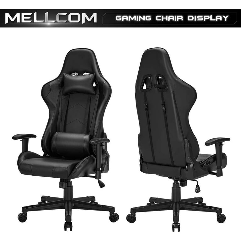 Erommy Gaming Chair Computer Game Chair Office Chair Ergonomic High Back  with Headrest and Lumbar Support Lumbar Pillow Black 