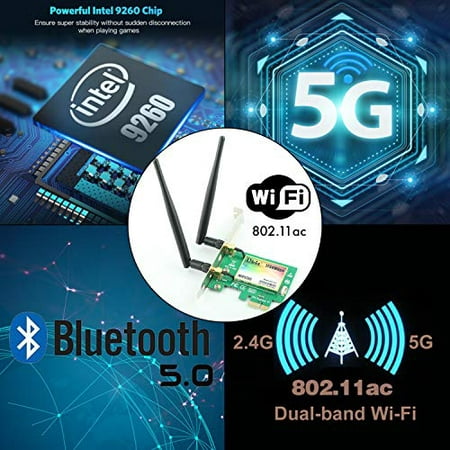 Gigabit WiFi Card, Wireless-AC 9260 Dual Band 2030Mbps(5G-1730Mbps / 2.4G-300Mbps), Bluetooth 5.0 Wireless Network Card, PCI-E Wireless Network Adapter for PC（Shipped CA） | Walmart Canada