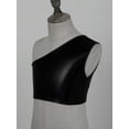 thumbnail image 3 of HULIJA Kids Girls One Shoulder Sports Bra Yoga Vest Post-Surgery Wirefree Medium Support Shiny Black 130-140, 3 of 7