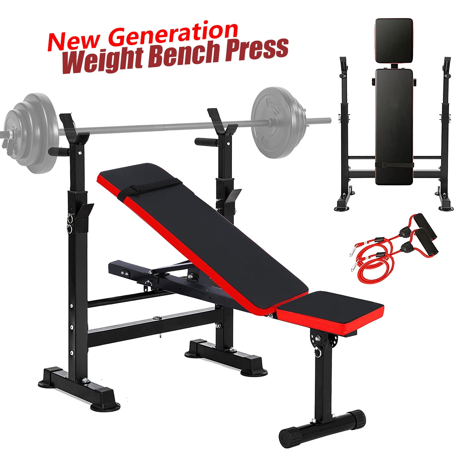 Adjustable Weight bench  family gym bumper set with rack and bench black 