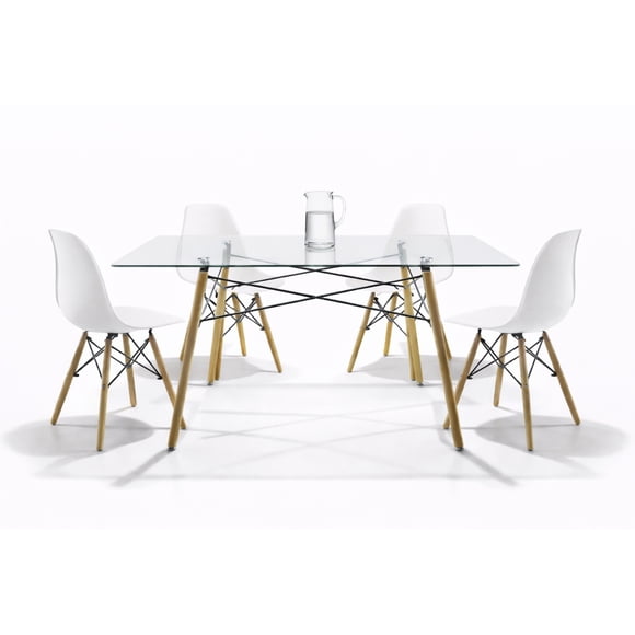 Set de 4 Sillas y Comedor Mundo In Sillas JM-1618 Oslo Blanco y Comedor Rectangular