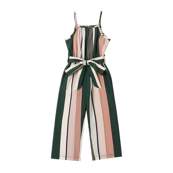 Generic Clearance Children's 2024 Romper Toddler Girls Summer Sleeveless Jumpsuit Striped Print Outwear for Clothes Fashion Casual Lightweight Outfits(3-4 Years,Pink)