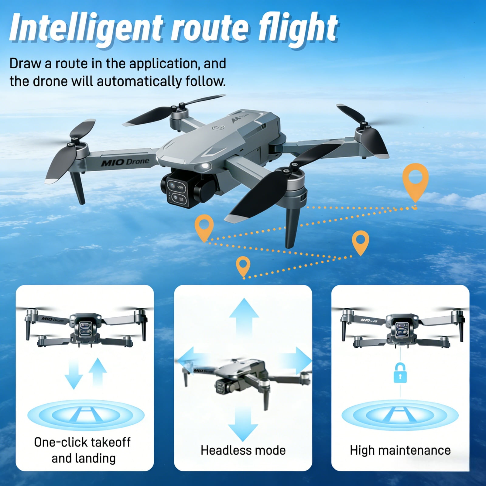 Foldable Dual-Camera Drone with Brushless Motor, Optical Flow Positioning, 4K HD FPV, Long Flight Time with 2 Batteries, Remote Control – Gunmetal Gray.