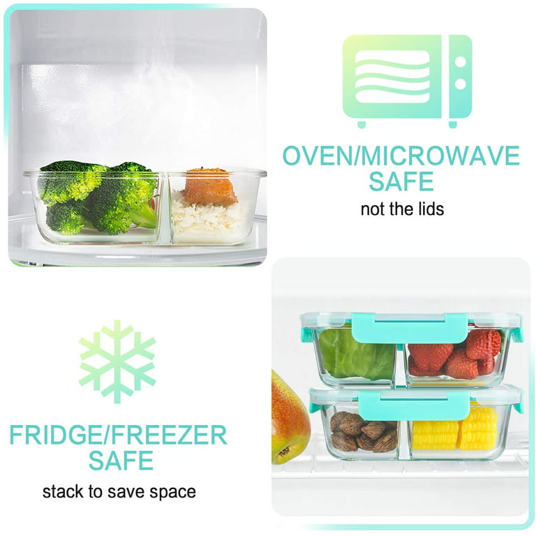 5-Pack, 36 Oz]Glass Meal Prep Containers 3 Compartment with Lids, BPA-Free  Food Storage Glass Lunch Containers Bento Box for Microwave, Oven, Freezer,  Dishwasher 