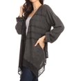 thumbnail image 3 of Sakkas Isenia Cardigan Open Front Kimono Long Sleeve Embroidered Top Blouse Lace - 1-Black - One Size Regular, 3 of 5
