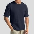 thumbnail image 5 of UVEASISHA Short Sleeve Tee Shirts for Men Solid Color Textured T-Shirt Summer Casual Loose Crewneck Pullover Cozy Base Layer Tshirt Navy XL, 5 of 8
