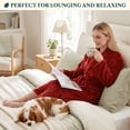 thumbnail image 6 of PAVILIA Dark Red Women Robe Fleece Plush Soft, Fluffy Fuzzy Cozy Warm Lightweight Bathrobe, Shower Spa House Long Robe for Women, S/M, 6 of 9