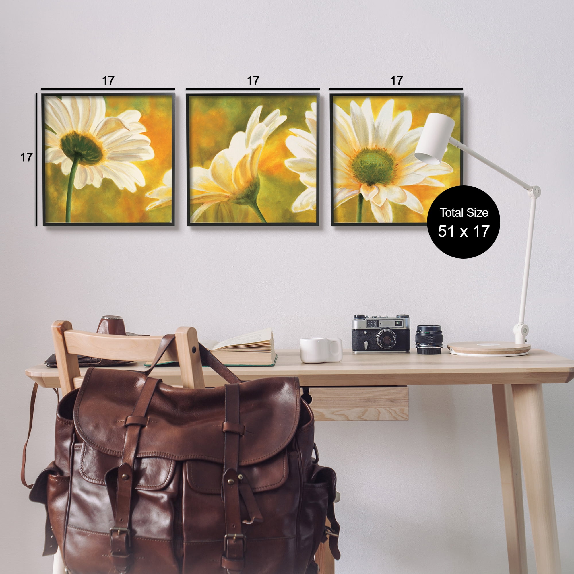 Stupell Blooming Wild Daisies Field Botanical & Floral Painting Black Framed Art Print Wall Art, Set of 3