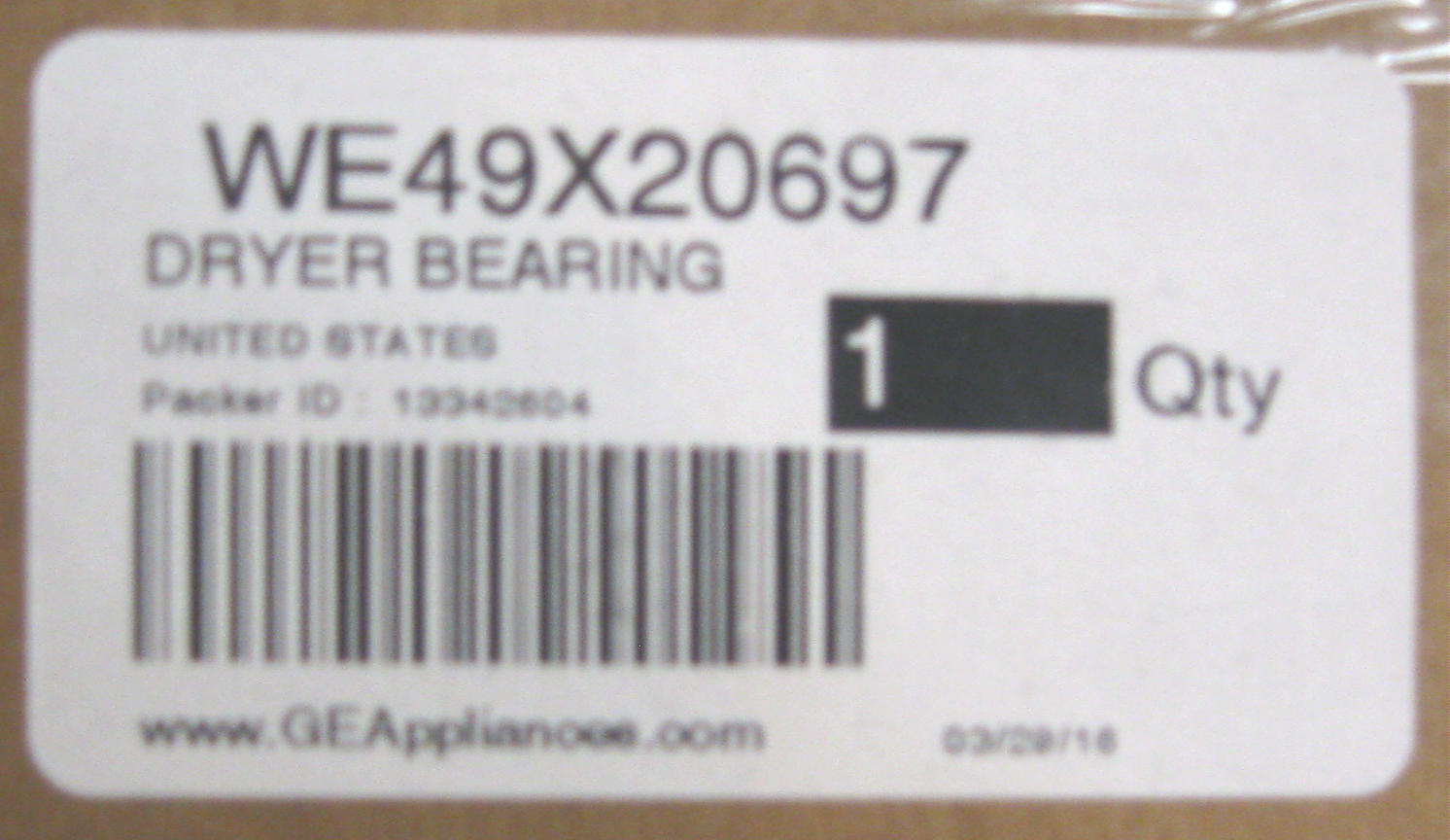 WE49X20697 Genuine GE Dryer Bearing Kit AP5806906 PS9493092