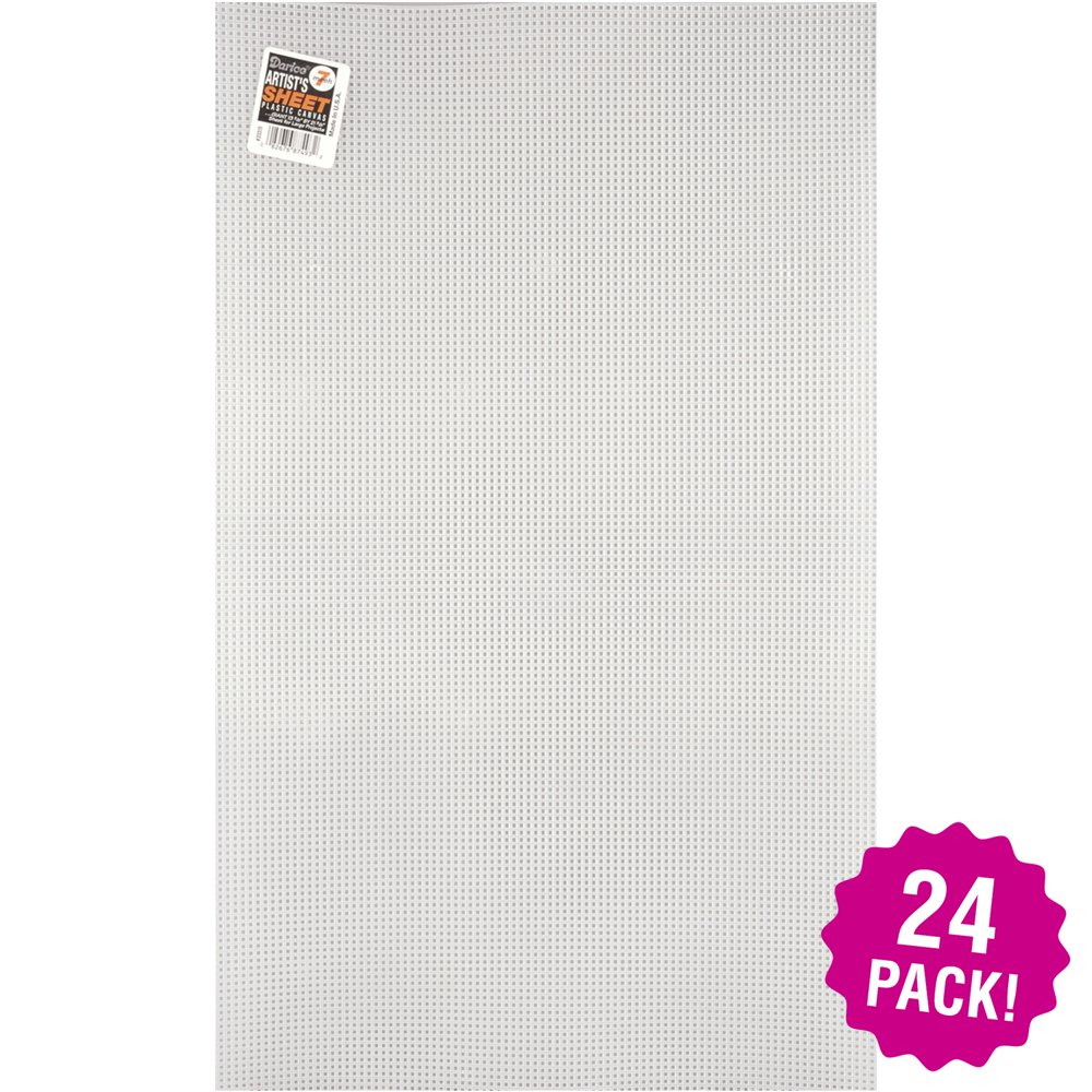 Darice Artist Sheet Plastic Canvas 7 Count 13.6"X22.6", Multipack of 24