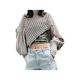thumbnail image 2 of hirigin Women's Knitted Short Tops Hollow-Out Long Lantern Sleeve Solid Color Mock Neck Cropped Cover-Ups, 2 of 6